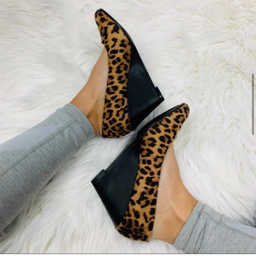 SALE NEW leopard kitten wedge heels